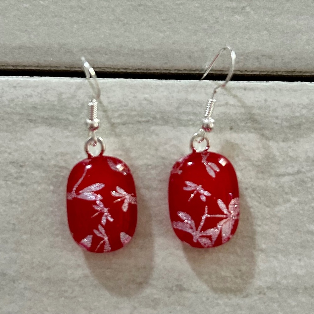Fused glass dangle earrings